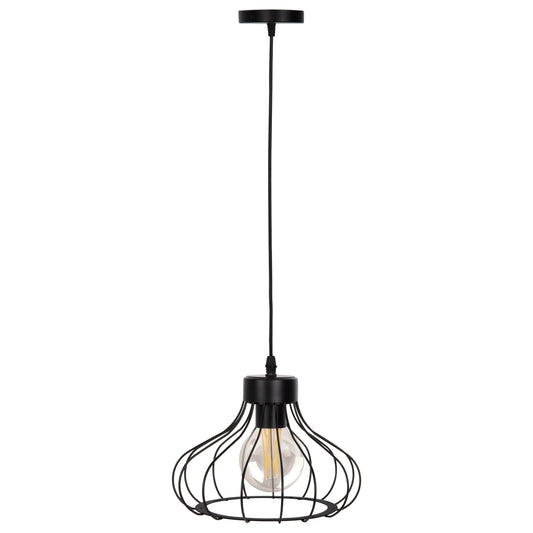 Ceiling Pendant Lamp ΗΜ4114 Black Metal Spherical Cap Φ23x122hcm.