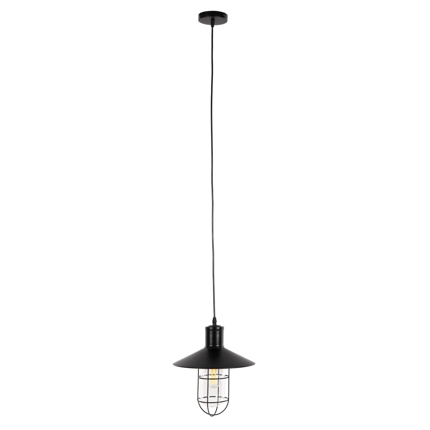 Ceiling Pendant Lamp Hm4119 Black Metal-glass Φ26x125hcm.