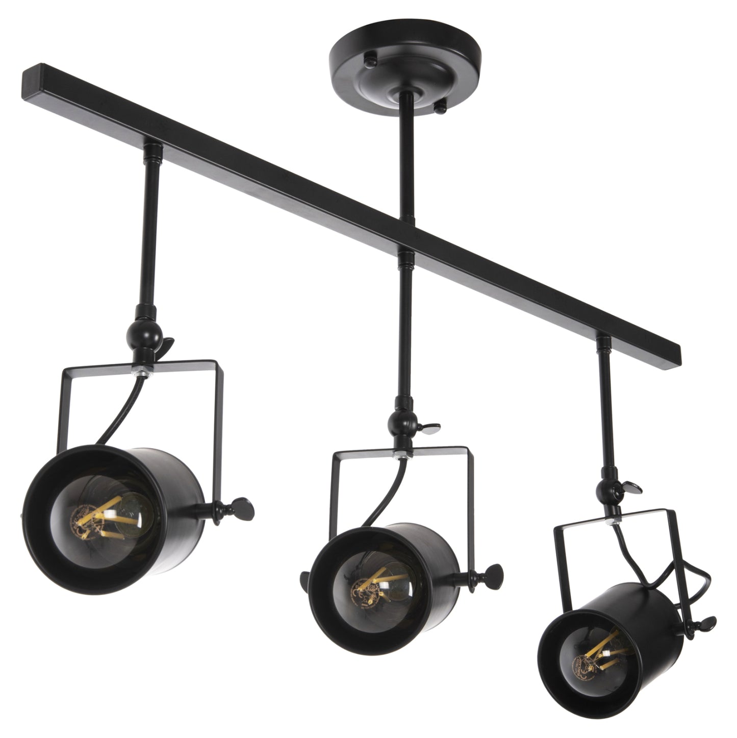 Ceiling Pendant 3-light Fixture Hm4124 Black Metal Spotlights 70,5x14x50h Cm.