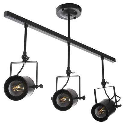 Ceiling Pendant 3-light Fixture Hm4124 Black Metal Spotlights 70,5x14x50h Cm.