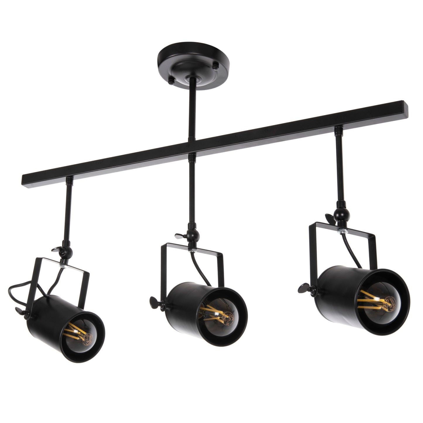 Ceiling Pendant 3-light Fixture Hm4124 Black Metal Spotlights 70,5x14x50h Cm.