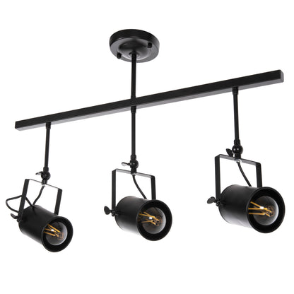 Ceiling Pendant 3-light Fixture Hm4124 Black Metal Spotlights 70,5x14x50h Cm.