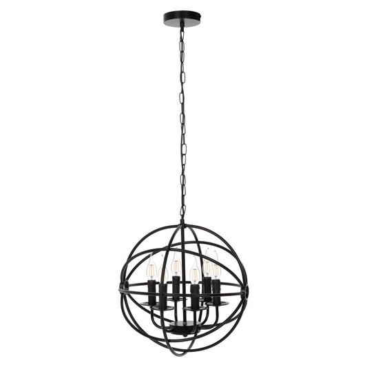 Ceiling Pendant Lamp Hm4127 Black Metal Sphere 6-light Φ42x108hcm.