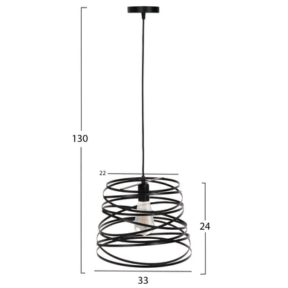 Ceiling Pendant Lamp Hm4129 Black Metal Cylindrical Cap 22-33x130hcm.