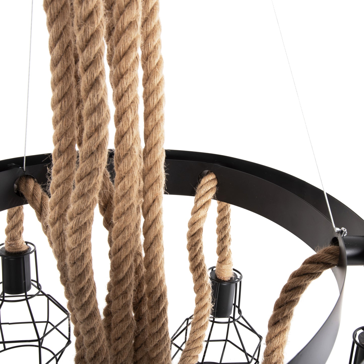 Ceiling Pendant Lamp Hm4130 6-light Black Metal-rope Φ54-60x125hcm.