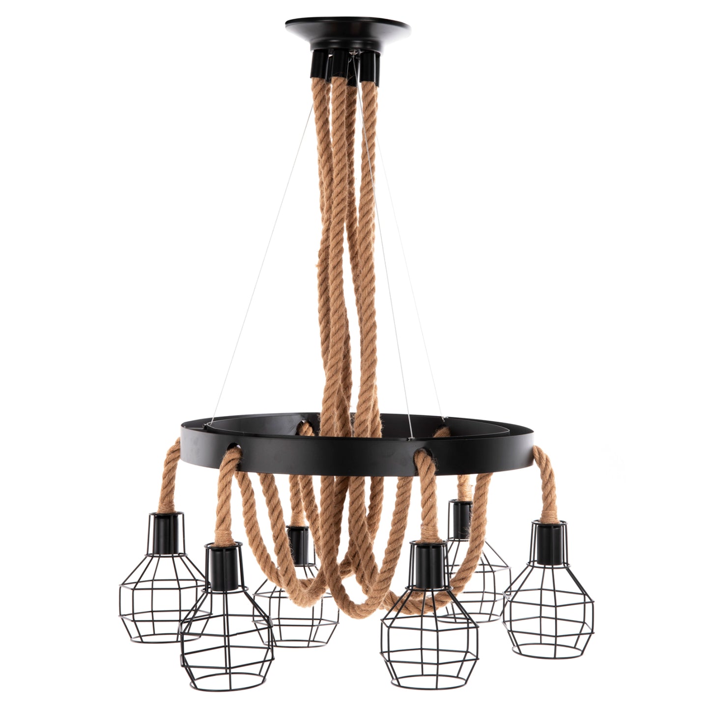 Ceiling Pendant Lamp Hm4130 6-light Black Metal-rope Φ54-60x125hcm.