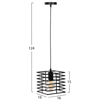 Ceiling Pendant Lamp Hm4131 Black Metal Cap 16x16x124hcm.