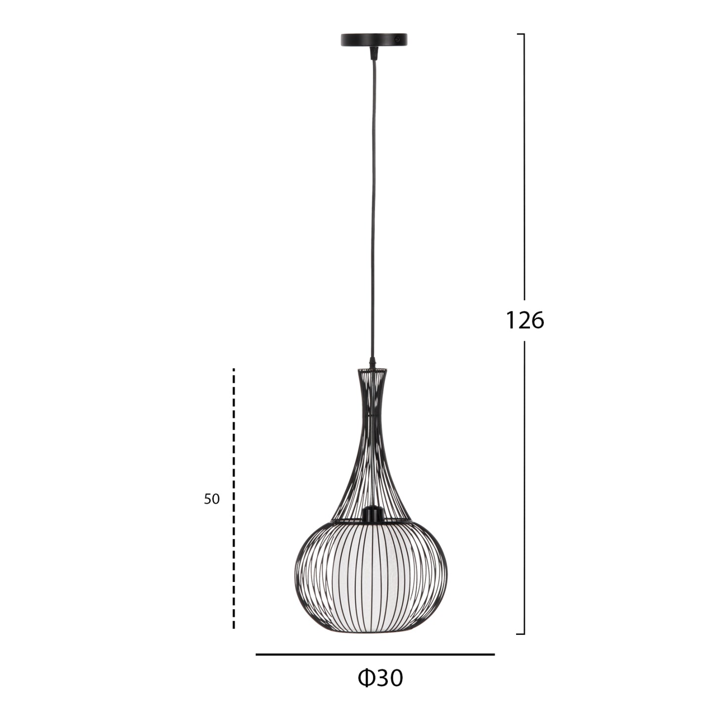 Ceiling Pendant Lamp Hm4132 Black Metal Φ30x50h Cm.