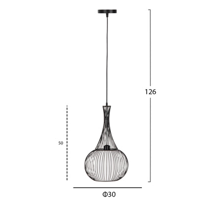 Ceiling Pendant Lamp Hm4132 Black Metal Φ30x50h Cm.