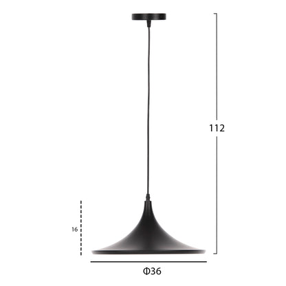 Ceiling Pendant Lamp Hm4133 Aluminum In Black & Gold Φ36x112h Cm.