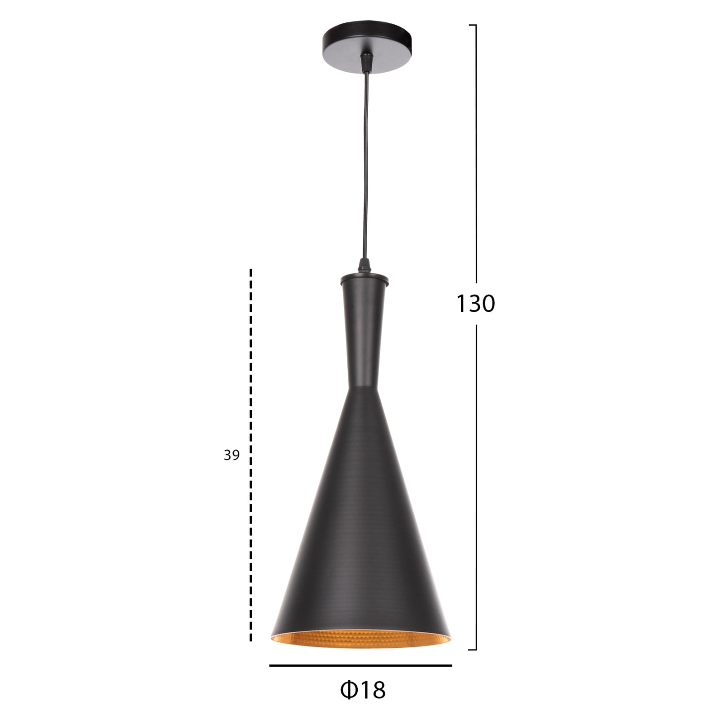 Ceiling Pendant Lamp Hm4134 Black Aluminum Cap Φ18x130hcm.