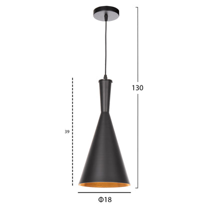 Ceiling Pendant Lamp Hm4134 Black Aluminum Cap Φ18x130hcm.
