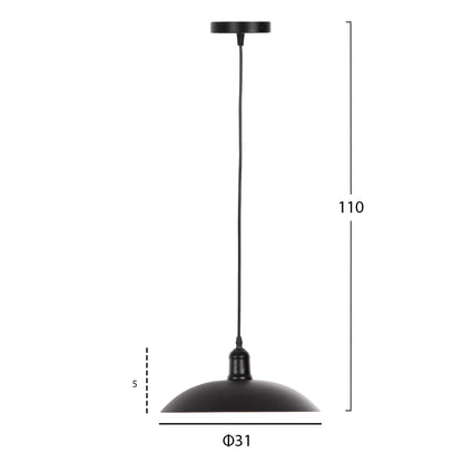 Ceiling Pendant Lamp Hm4135 Black Metal Cap Φ31x110h Cm.