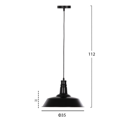 Ceiling Pendant Lamp Hm4136 Black Metal Cap Φ35x112hcm.