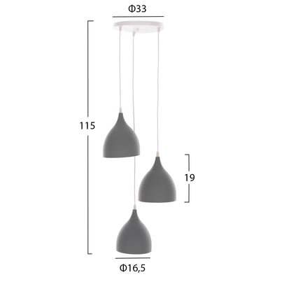 Ceiling Pendant Lamp Hm4139 3-light Grey Metal Φ33x33-115hcm.