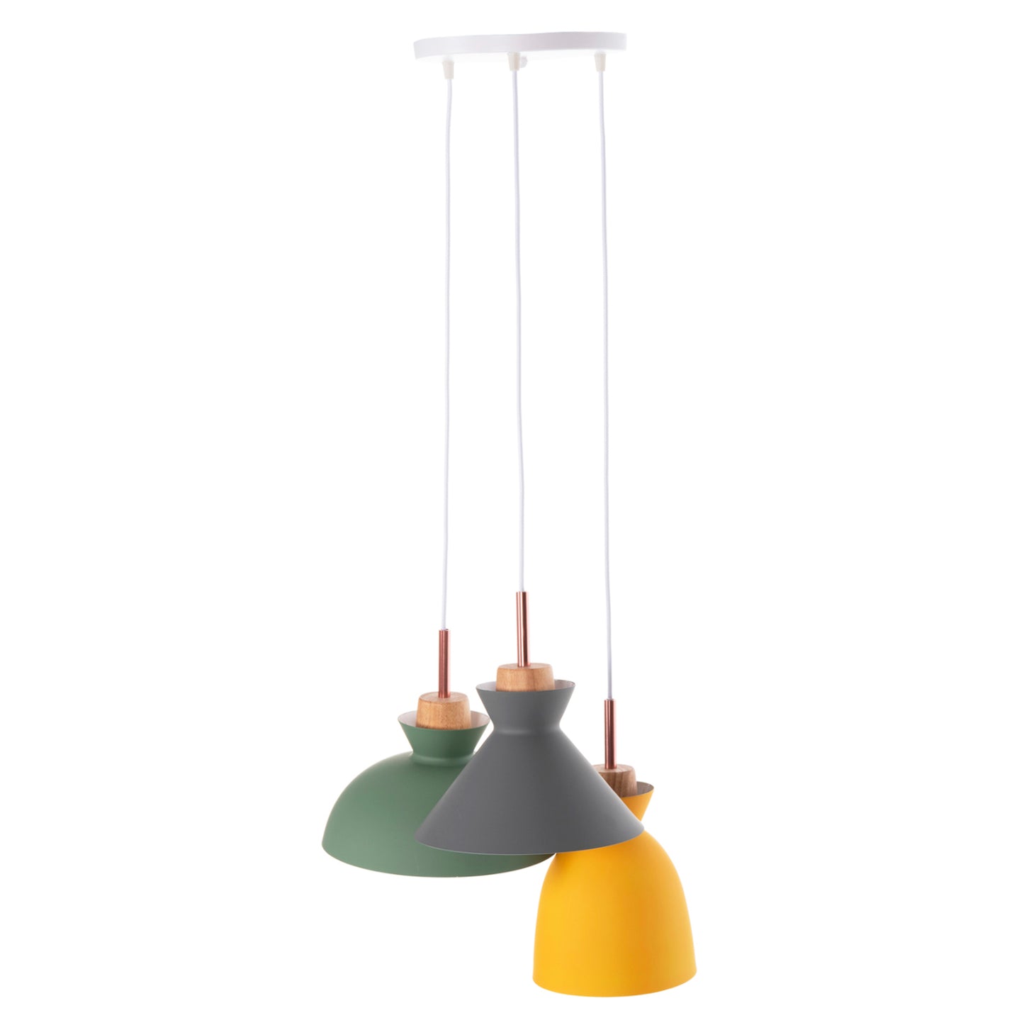 Ceiling Pendant Fixture Hm4141 3-light Metal-wood 3 Colors 105h Cm.