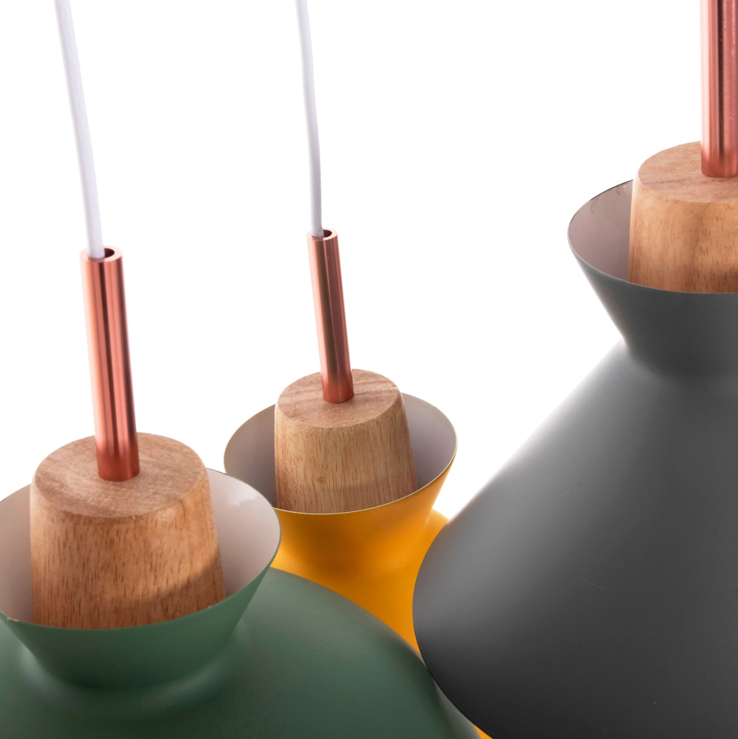 Ceiling Pendant Fixture Hm4141 3-light Metal-wood 3 Colors 105h Cm.