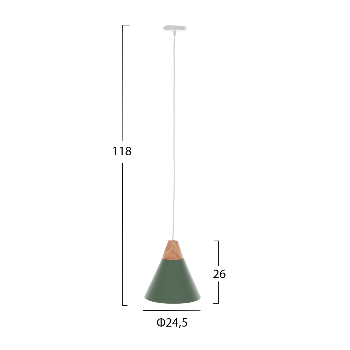Ceiling Pendant Lamp Hm4147 Green Metal Cap Φ25x118hcm.
