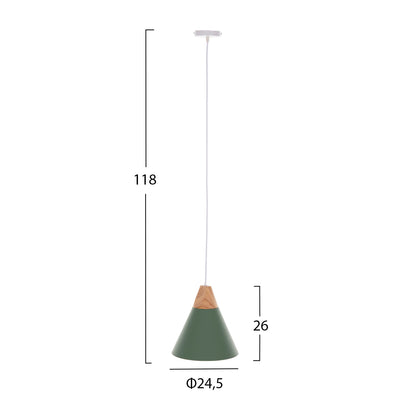 Ceiling Pendant Lamp Hm4147 Green Metal Cap Φ25x118hcm.