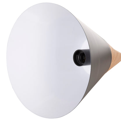 Ceiling Pendant Luminaire Hm4148 Black Metal Cap-wood Detail Φ22x115hcm.