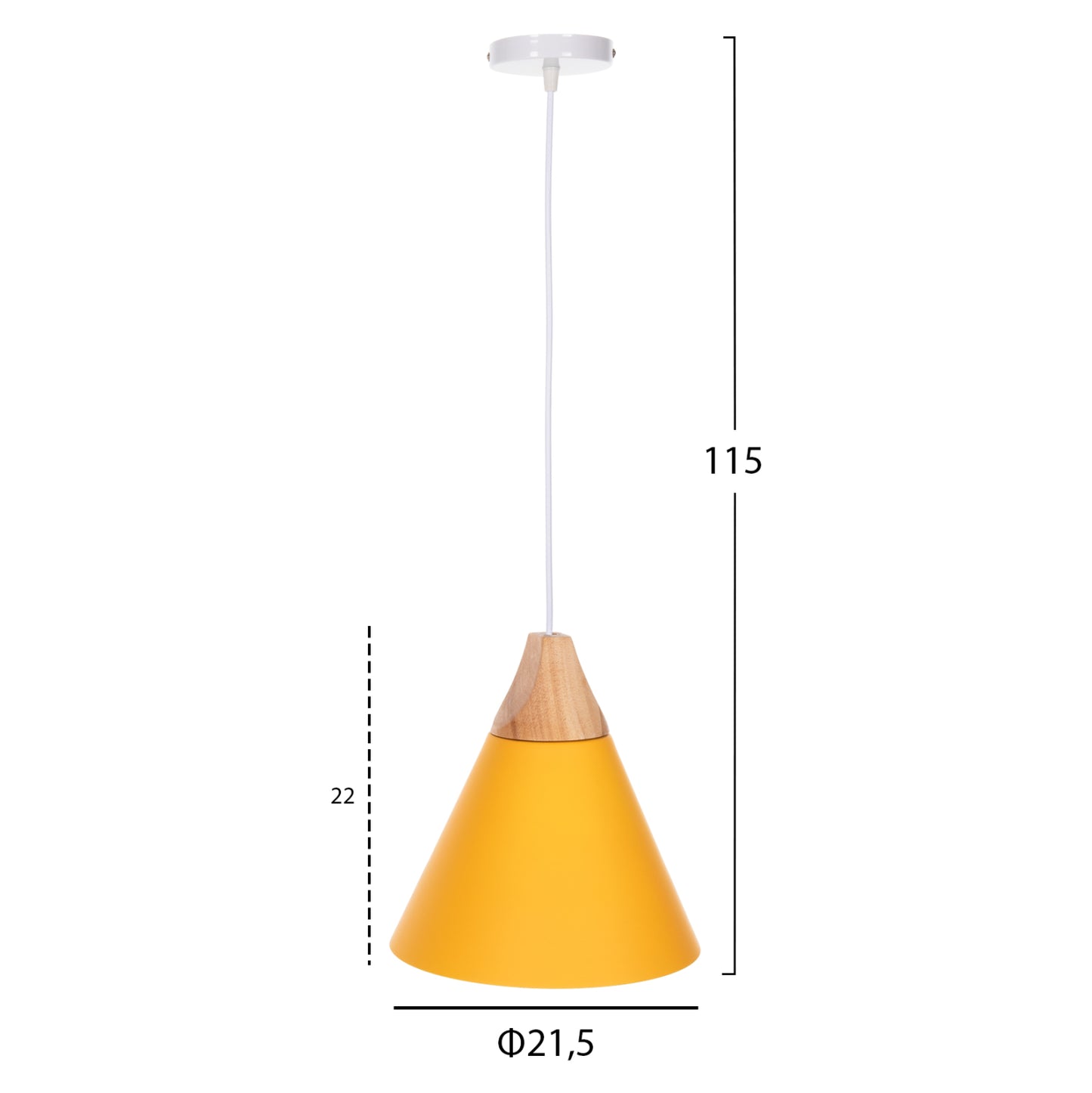 Ceiling Pendant Lamp Hm4151 Yellow Metal Cap Φ21,5x115hcm.