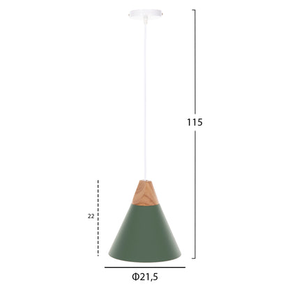 Ceiling Pendant Lamp Hm4152 Green Metal Cap Φ21,5x115hcm.