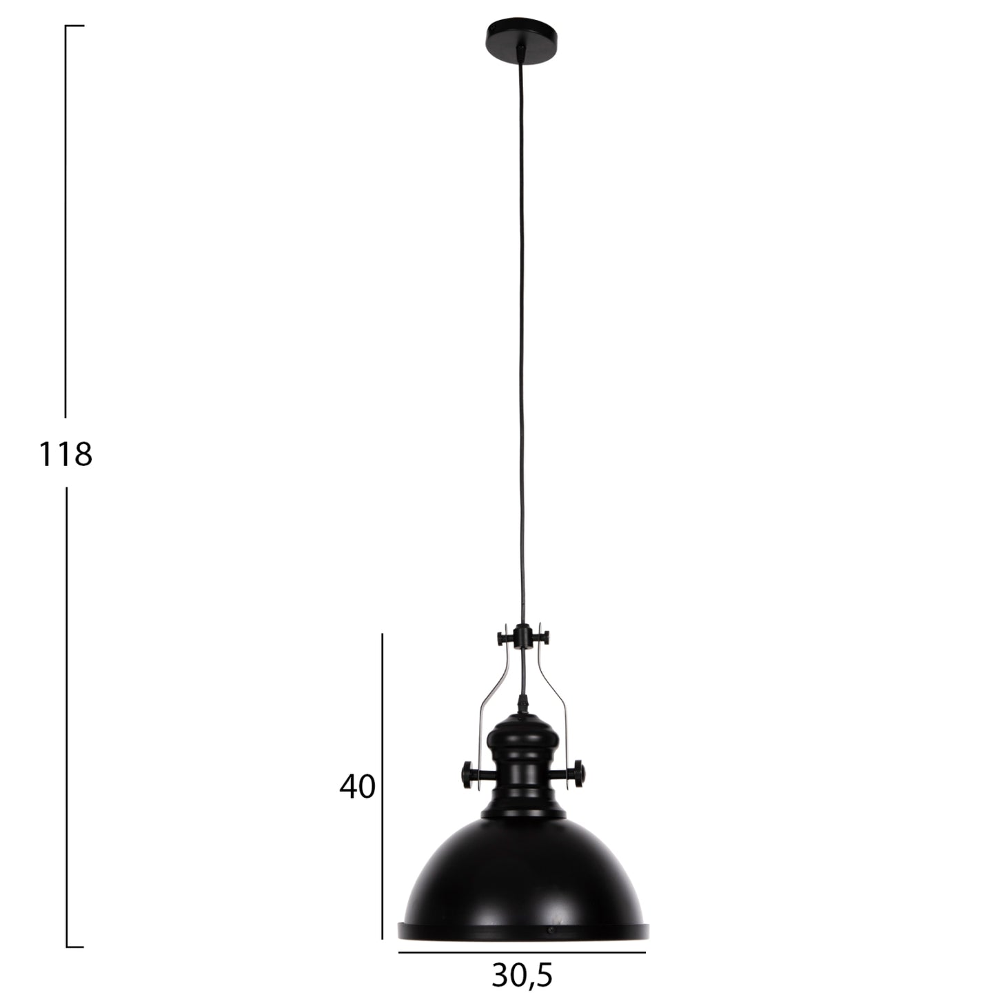 Ceiling Pendant Lamp Hm4155 Black Metal-white Glass 30,5x30,5x118h Cm.