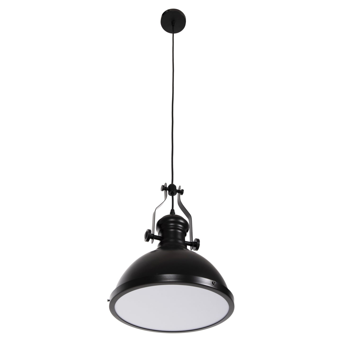 Ceiling Pendant Lamp Hm4155 Black Metal-white Glass 30,5x30,5x118h Cm.