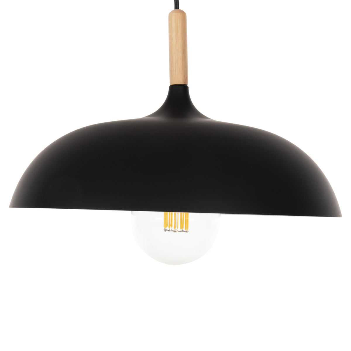 Ceiling Pendant Lamp Hm4156 Black Metal-wooden Detail Φ35x112hcm.