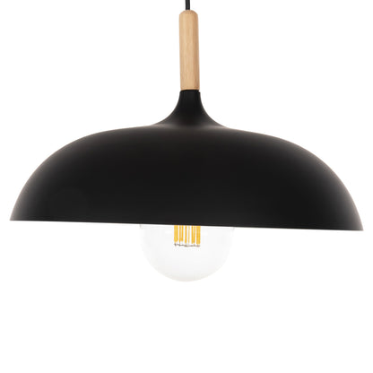 Ceiling Pendant Lamp Hm4156 Black Metal-wooden Detail Φ35x112hcm.