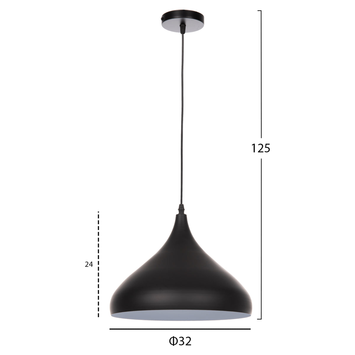 Ceiling Pendant Lamp Hm4157 Black Metal Cap Φ32x125hcm.