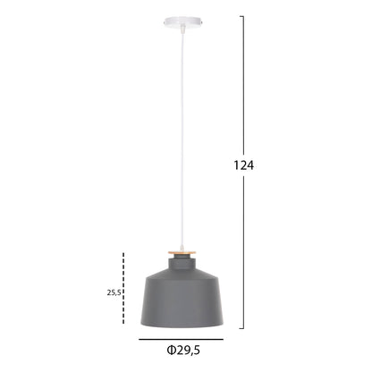 Ceiling Pendant Luminaire Hm4158.03 Grey Aluminum Cap-white Cable Φ30x123,5hcm.