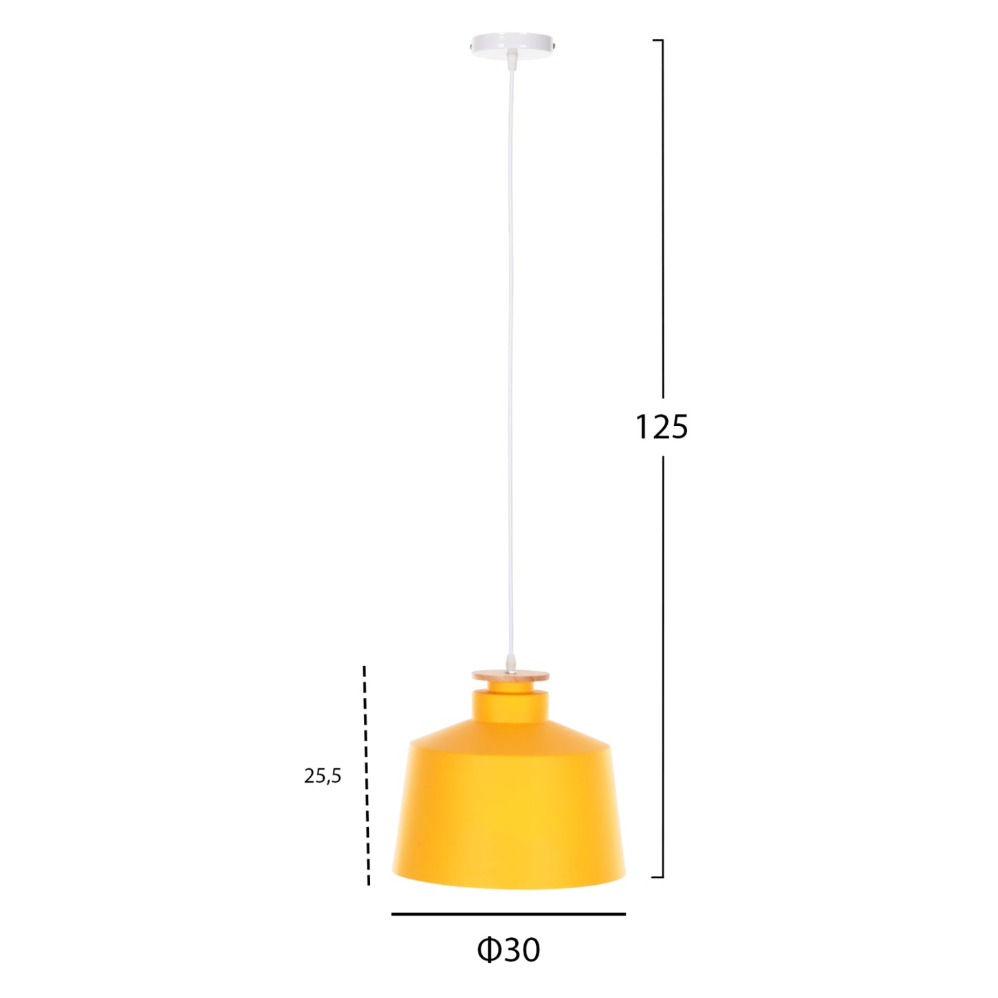 Ceiling Pendant Luminaire Hm4158.06 Yellow Aluminum Cap-white Cable Φ30x123,5hcm.