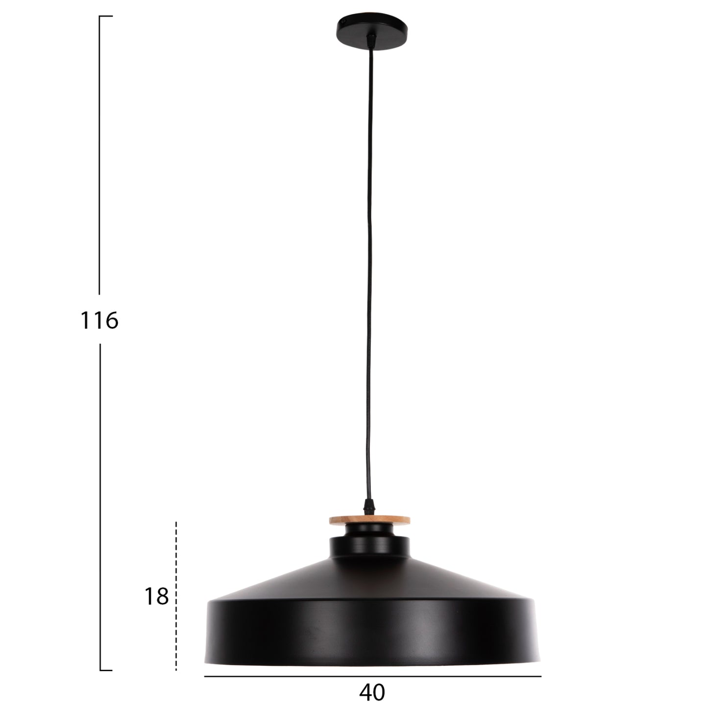 Ceiling Pendant Lamp Hm4159.01 Black Metal Cap Φ40x116hcm.