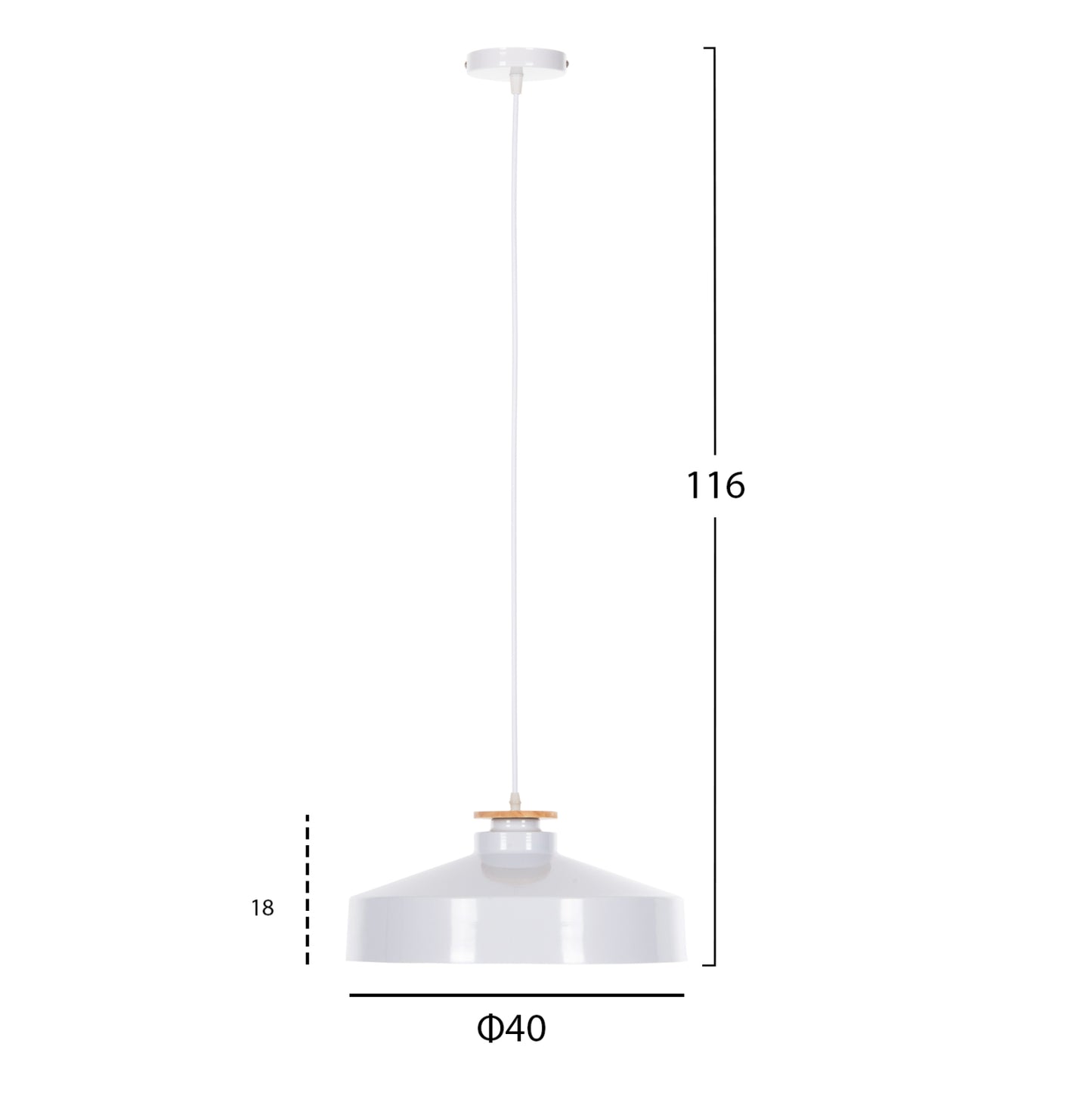 Ceiling Pendant Lamp Hm4159.02 White Metal Cap Φ40x116hcm.