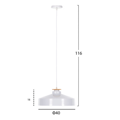 Ceiling Pendant Lamp Hm4159.02 White Metal Cap Φ40x116hcm.