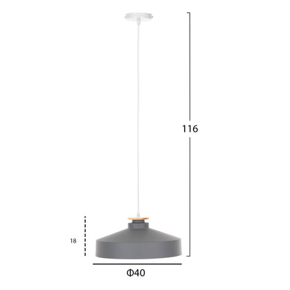 Ceiling Pendant Lamp Hm4159.03 Grey Metal Cap Φ40x116hcm.