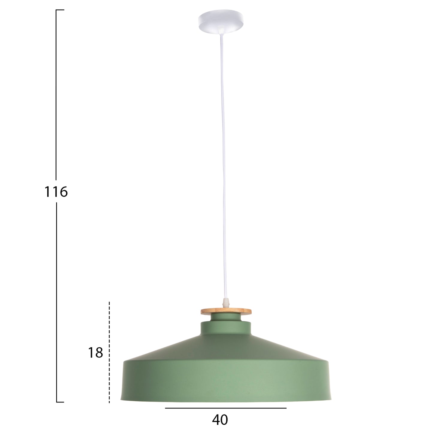 Ceiling Pendant Lamp Hm4159.05 Green Metal Cap Φ40x116hcm.