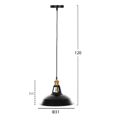 Ceiling Pendant Lamp Hm4161 Black Metal-gold Top Φ31x120hcm.