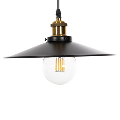 Ceiling Pendant Lamp Hm4162 Black Metal-gold Detail On Top Φ30x109hcm.