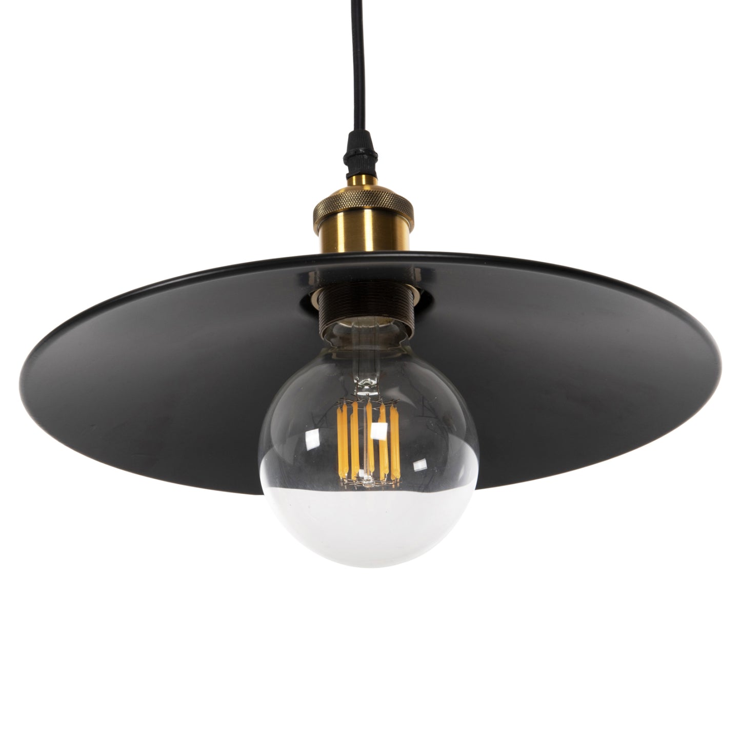 Ceiling Pendant Lamp Hm4162 Black Metal-gold Detail On Top Φ30x109hcm.