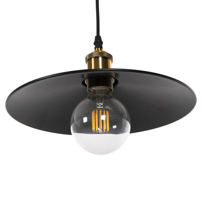 Ceiling Pendant Lamp Hm4162 Black Metal-gold Detail On Top Φ30x109hcm.