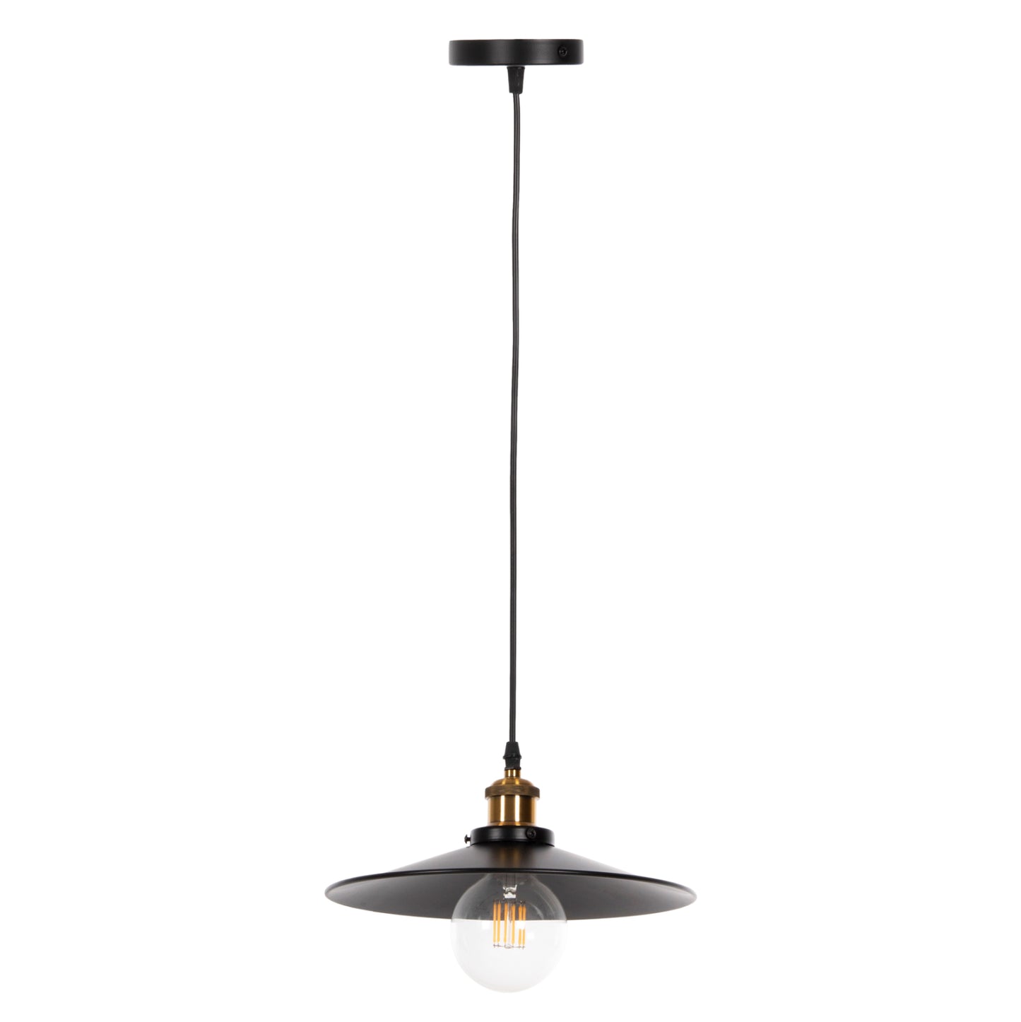 Ceiling Pendant Lamp Hm4162 Black Metal-gold Detail On Top Φ30x109hcm.