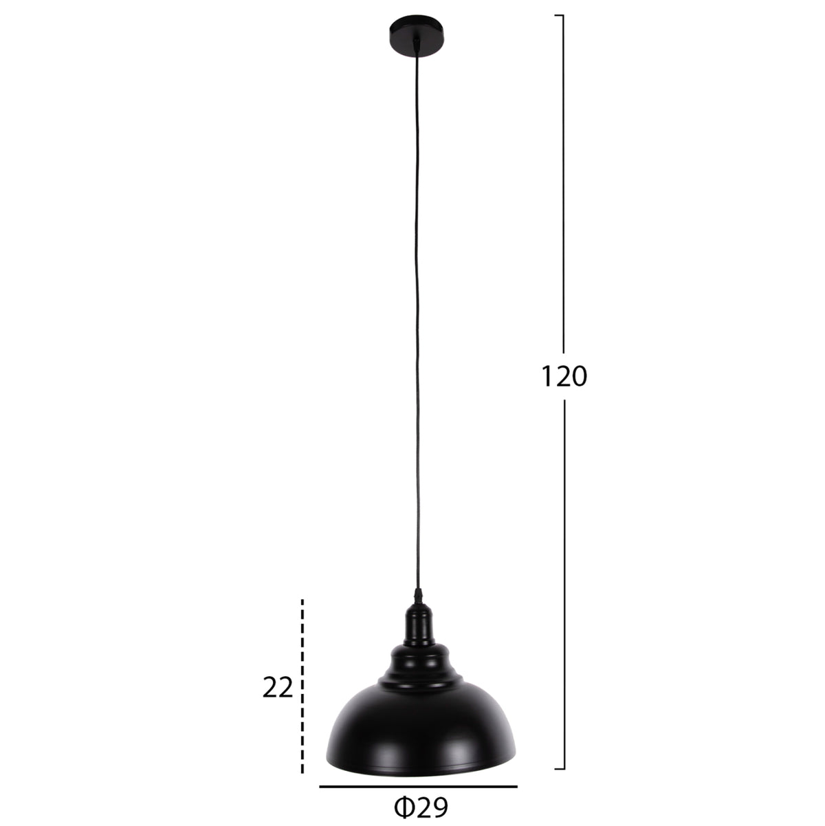 Ceiling Pendant Lamp Hm4163 Black Metal Cap Φ29x120hcm