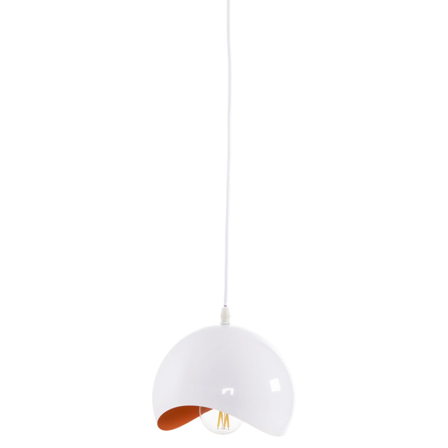 Ceiling Pendant Lamp Hm4165.02 Metal Sphere-white & Orange Φ20x118hcm.