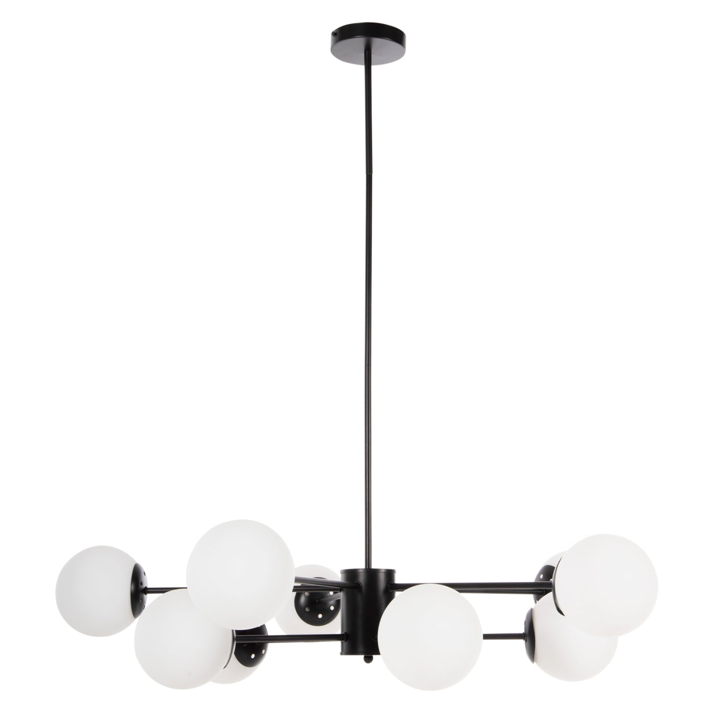 Ceiling Pendant Multi-light Hm4170 Black Metal White Glass Φ90x97,5hcm.