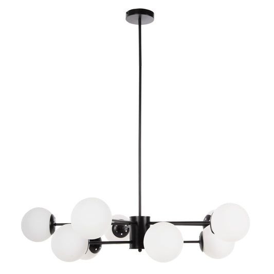 Ceiling Pendant Multi-light Hm4170 Black Metal White Glass Φ90x97,5hcm.