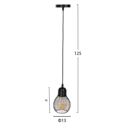 Ceiling Pendant Lamp Hm4171 Black Metal Mesh Cap Φ13x125hcm.