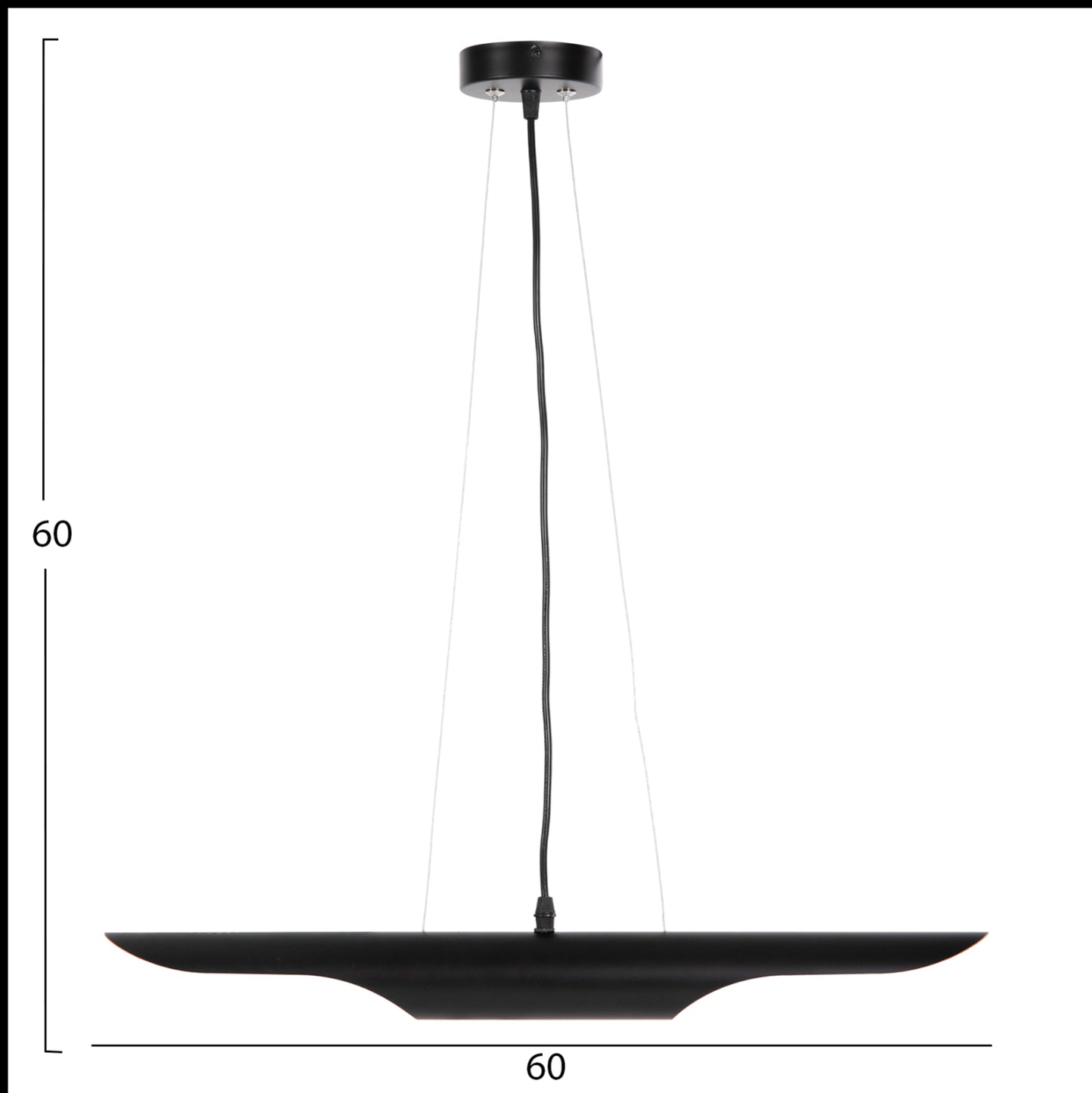 Ceiling Pendant Luminaire Hm4172 Black Metal Tube-2 Bulbs Φ6x60h Cm.