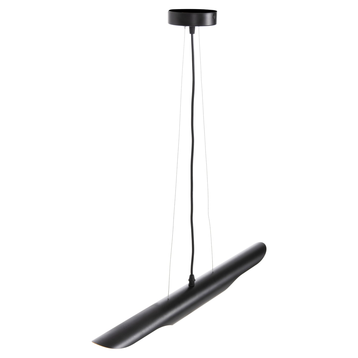 Ceiling Pendant Luminaire Hm4172 Black Metal Tube-2 Bulbs Φ6x60h Cm.